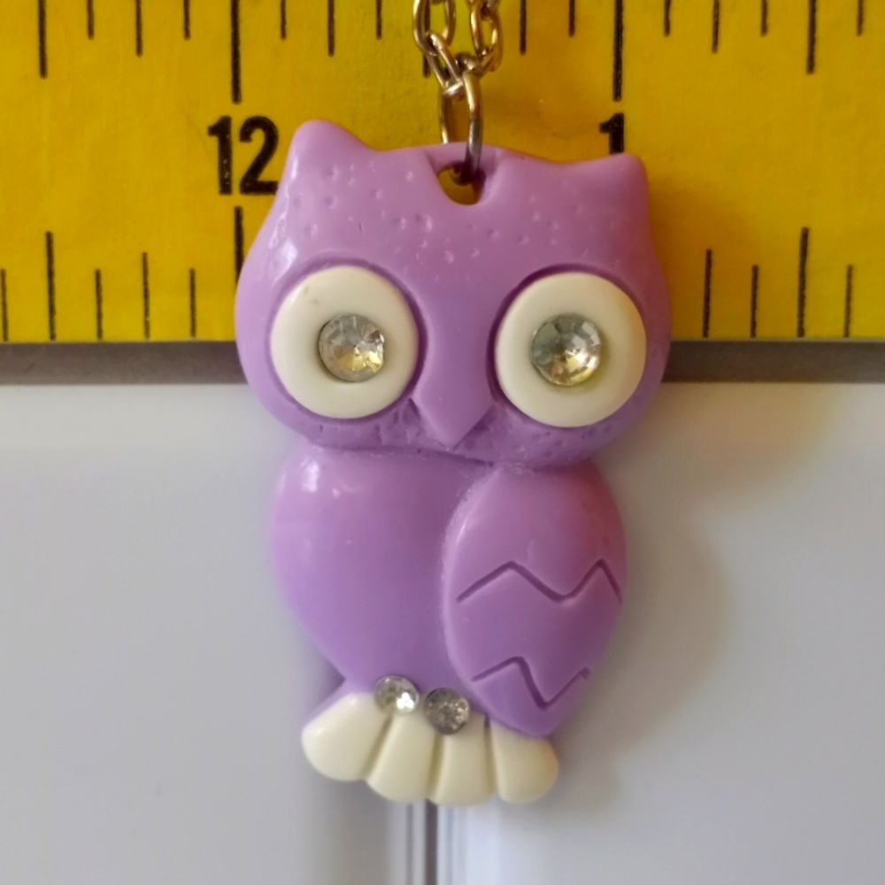 Owl Necklace with Crystal Eyes 18"